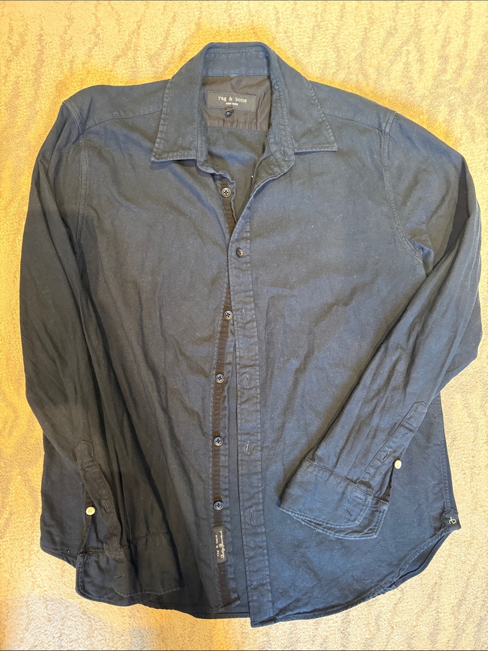rag & bone Dark Navy Casual Button-Down Shirt